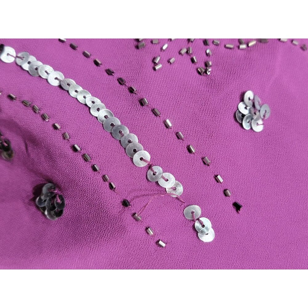 Beaded Sequin Dress Black Label Purple Small - Picture 8 of 9
